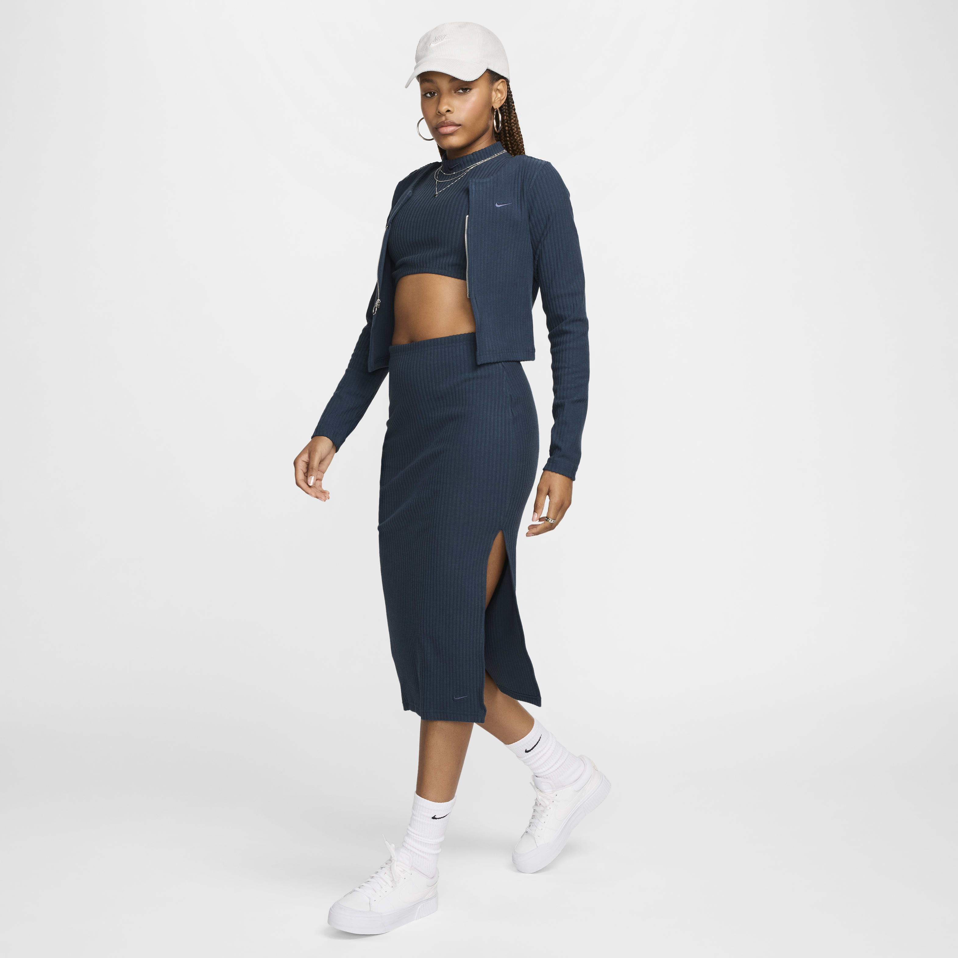 Buy Nike Sportswear Chill Rib Women s Slim Midi Skirt Nike UAE Official