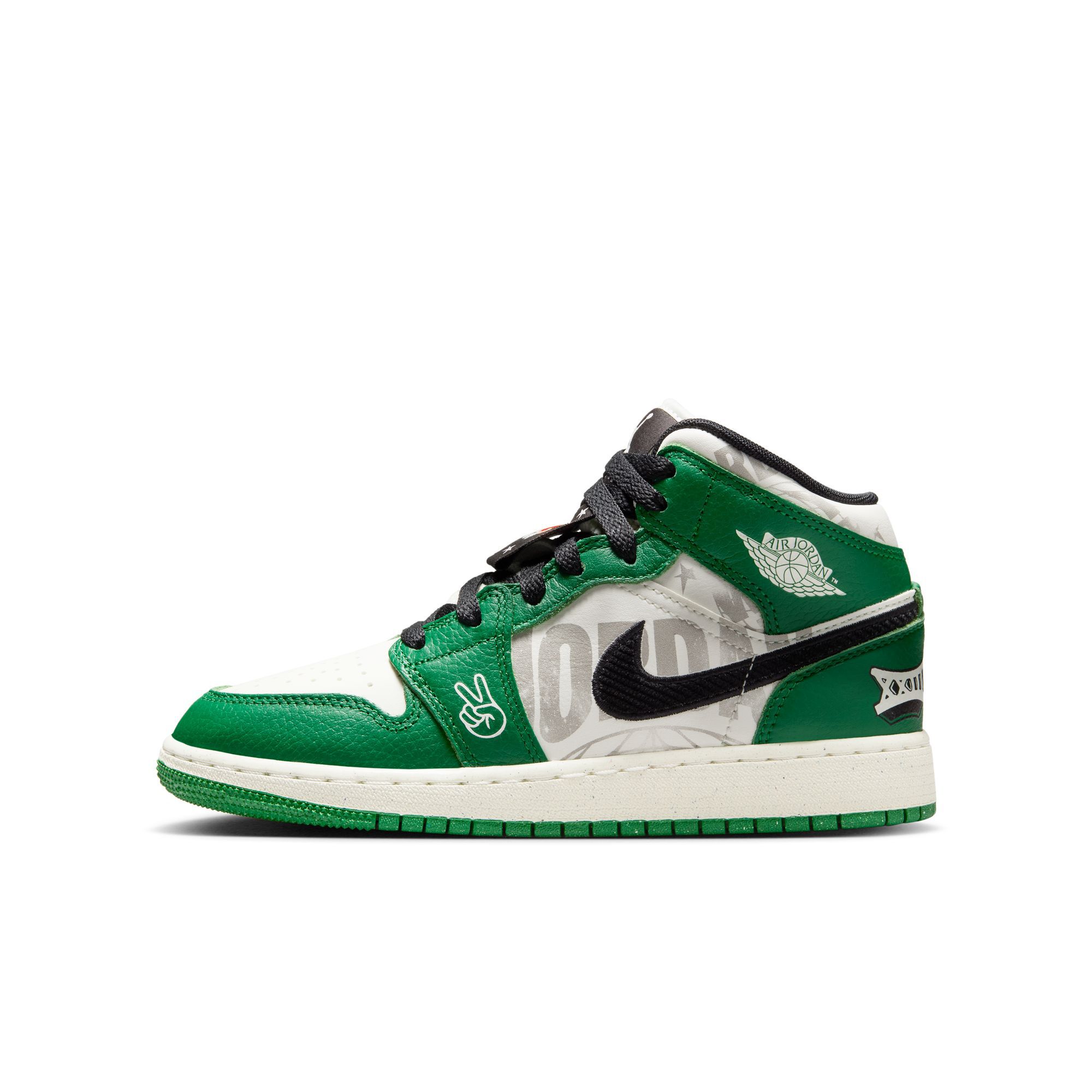 Buy Air Jordan 1 Mid SE Older Kids Shoes Pine Green Black Team Orange Sail Nike UAE Official