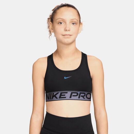 Kids' Sports Bras-Nike, Nike Pro Swoosh, Older Kids' Sports Bra with Shine Accents Kids' Sports Bras-Nike, Nike Pro Swoosh, Older Kids' Sports Bra with Shine Accents