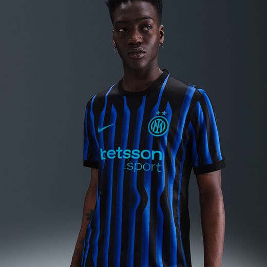 Men's Clothing-Nike, Inter Milan 2025/26 Stadium Home, Men's Nike Dri-FIT Football Replica Shirt