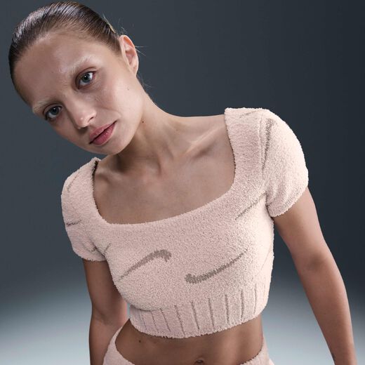 T-Shirts & Tops-Nike, Nike Sportswear Phoenix Cosy Bouclé, Women's Short-Sleeve Cropped Knit Top T-Shirts & Tops-Nike, Nike Sportswear Phoenix Cosy Bouclé, Women's Short-Sleeve Cropped Knit Top
