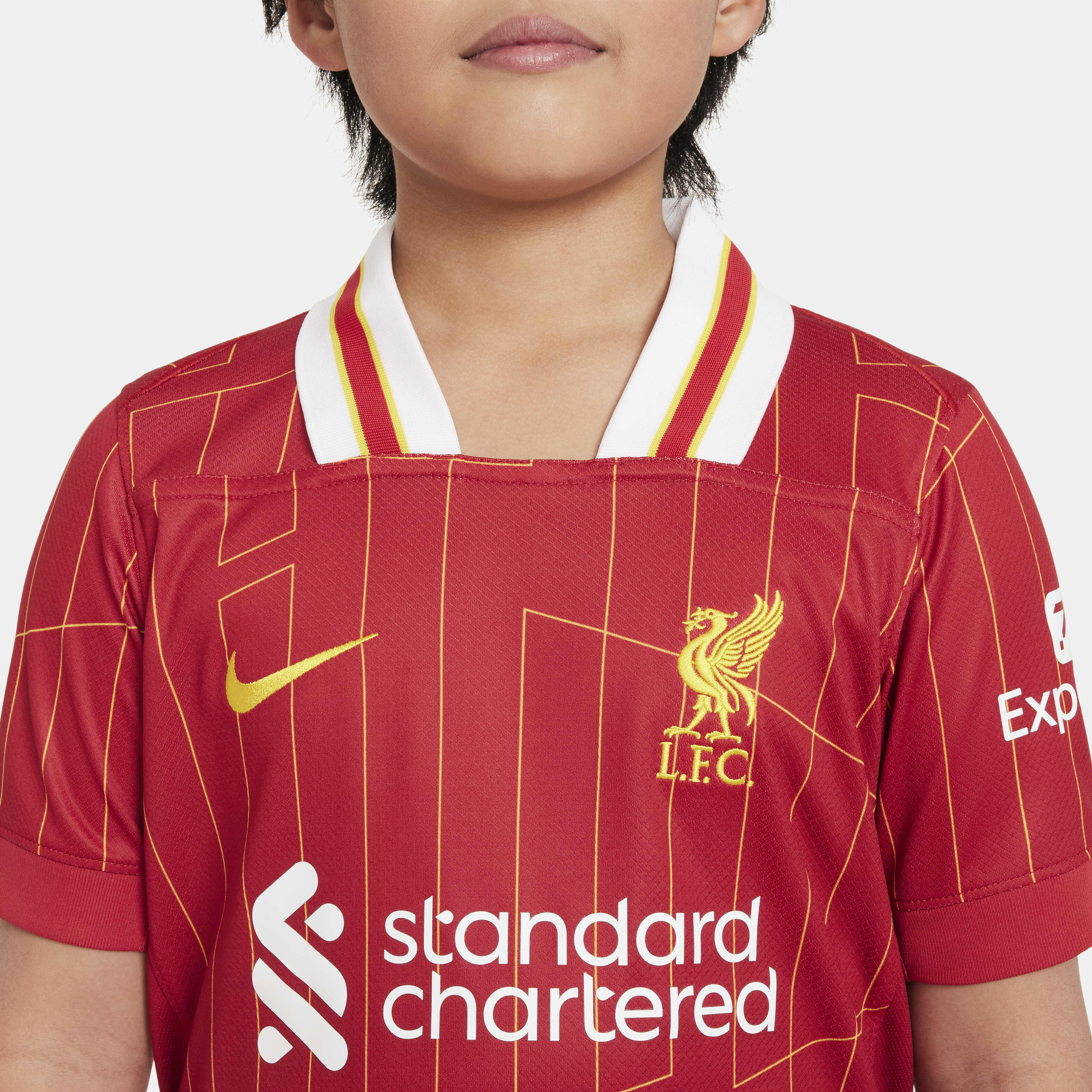 Buy Liverpool F.C. 2024/25 Stadium Home Older Kids' Nike Dri-FIT Football  Replica Shirt - Gym Red/White/Chrome Yellow | Nike UAE Official
