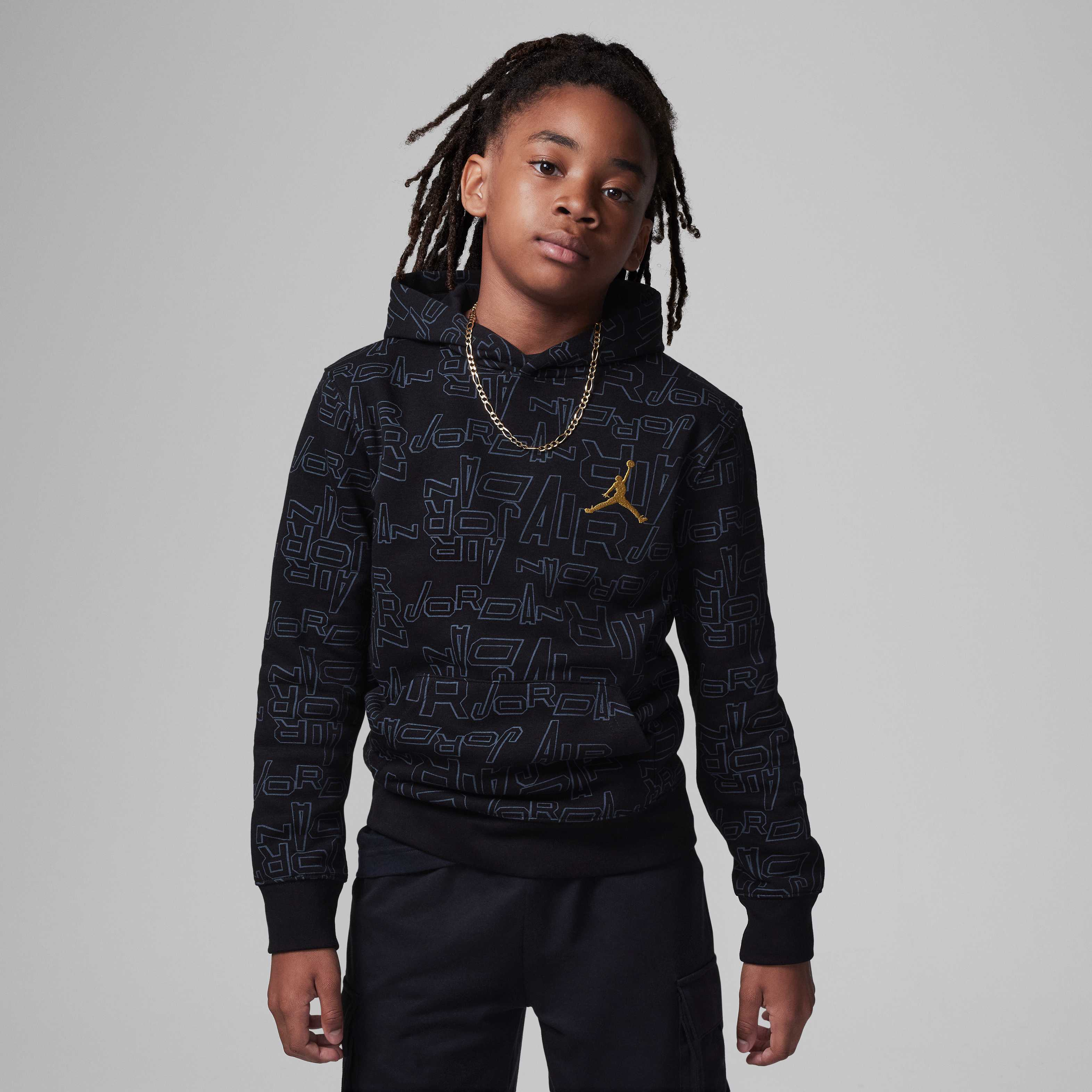 Jordan Take Flight Black and Gold Printed Pullover image number 0