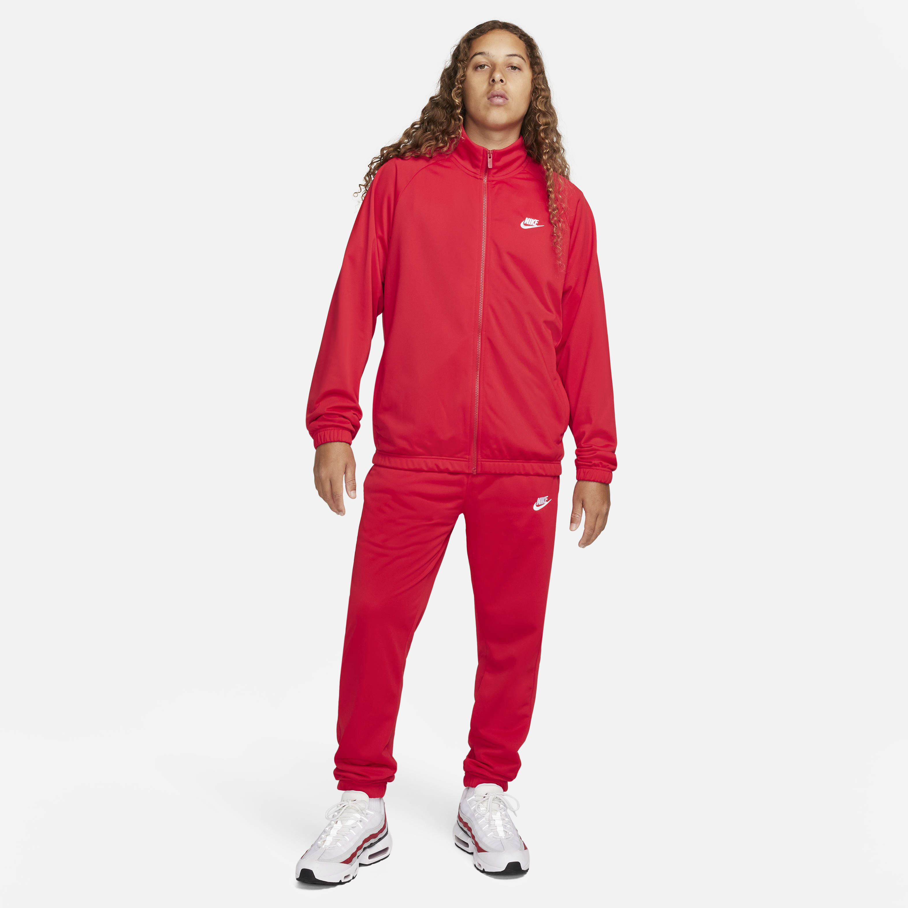 Buy Nike Club Men s Poly Knit Tracksuit University Red White Nike UAE