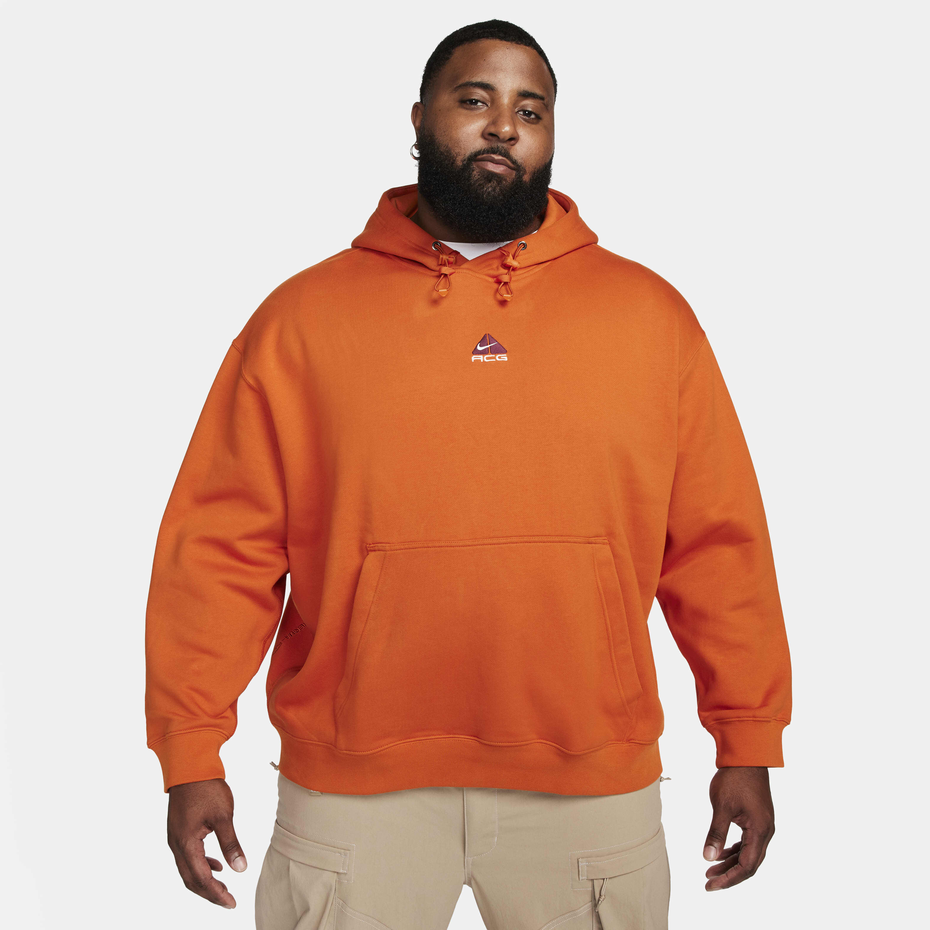 nike men's sportswear colorblock pullover hoodie electro orange