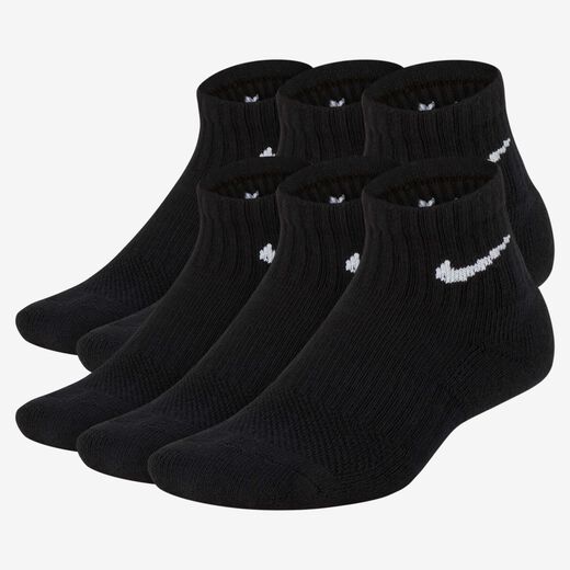 Ankle-Nike, Nike Performance Cushioned Quarter, Kids' Cushioned Ankle Socks (6 Pairs) Ankle-Nike, Nike Performance Cushioned Quarter, Kids' Cushioned Ankle Socks (6 Pairs)