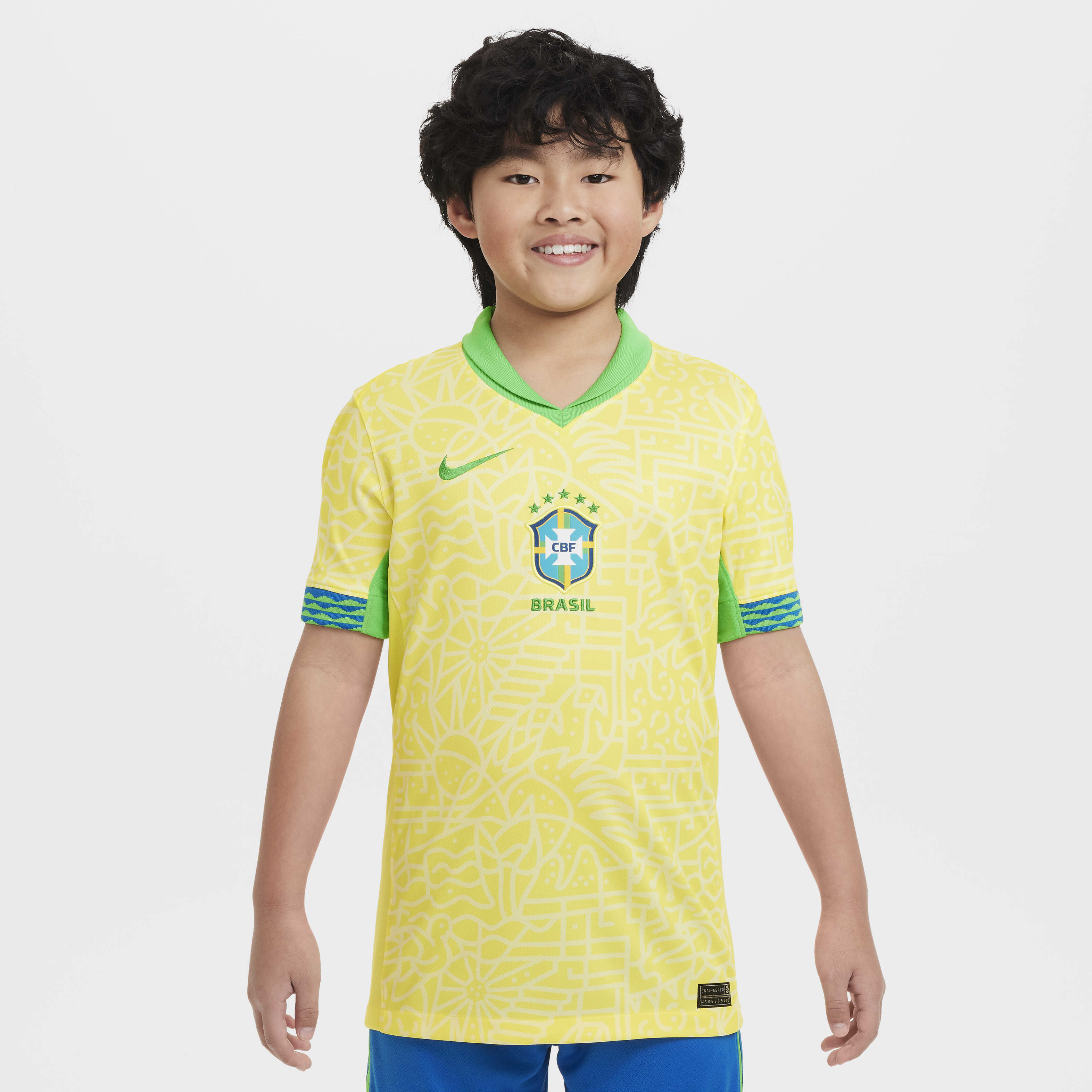Buy Brazil 2024 Stadium Home Older Kids Nike Dri FIT Football Replica Shirt Dynamic Yellow Lemon Chiffon Green Spark Nike UAE Official