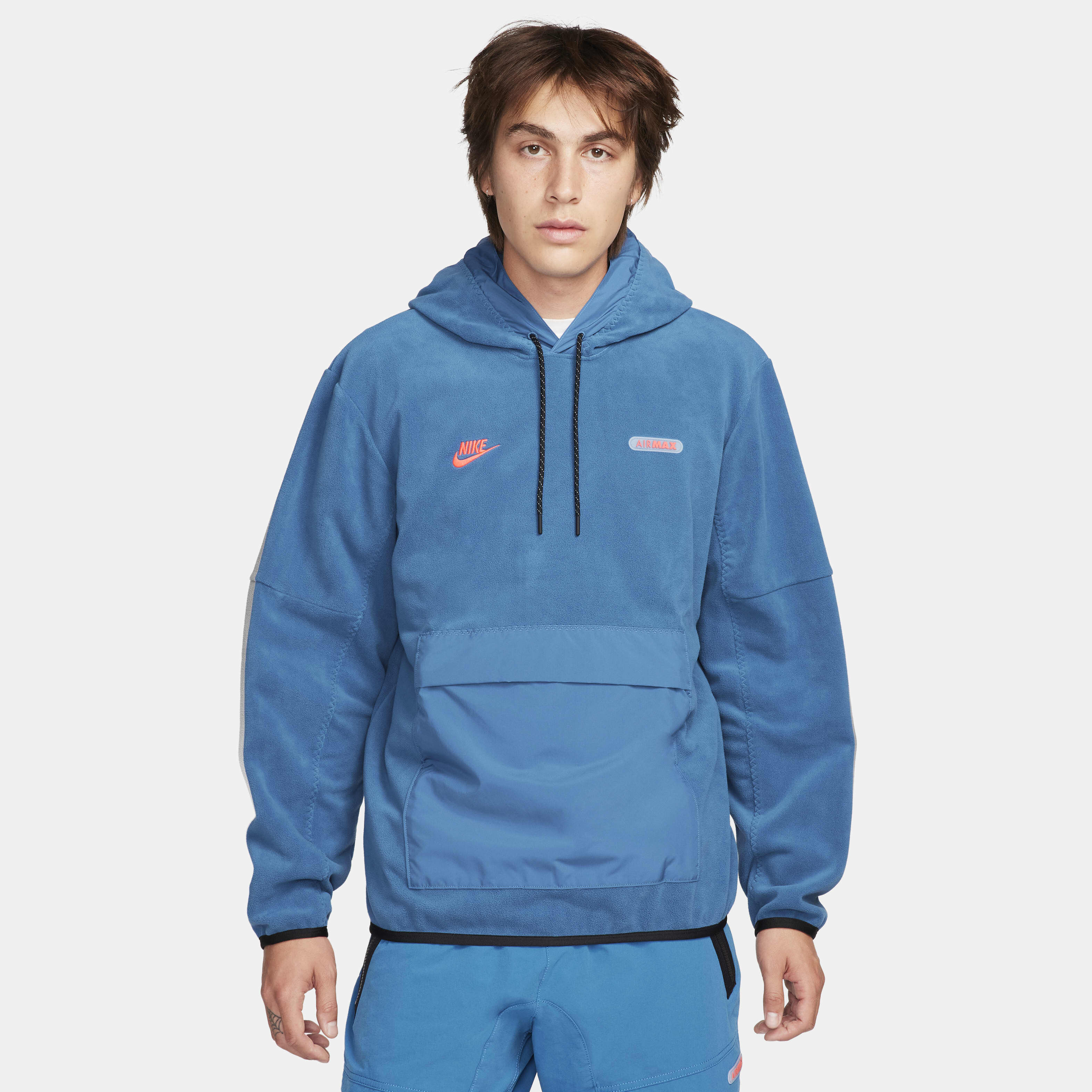 Buy Nike Air Max Men s Fleece Pullover Hoodie Industrial Blue Bright Crimson Nike UAE Official