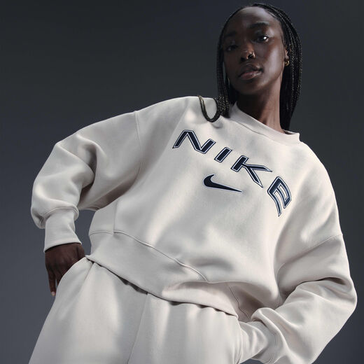 Hoodies & Sweatshirts-Nike, Nike Sportswear Phoenix Fleece, Women's Over-Oversized Crew-Neck Logo Sweatshirt