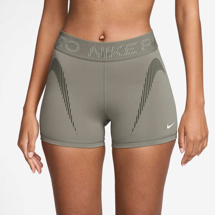 Buy Nike Pro Women s Mid Rise 3 Graphic Biker Shorts Light Army Cargo Khaki White Nike UAE Official