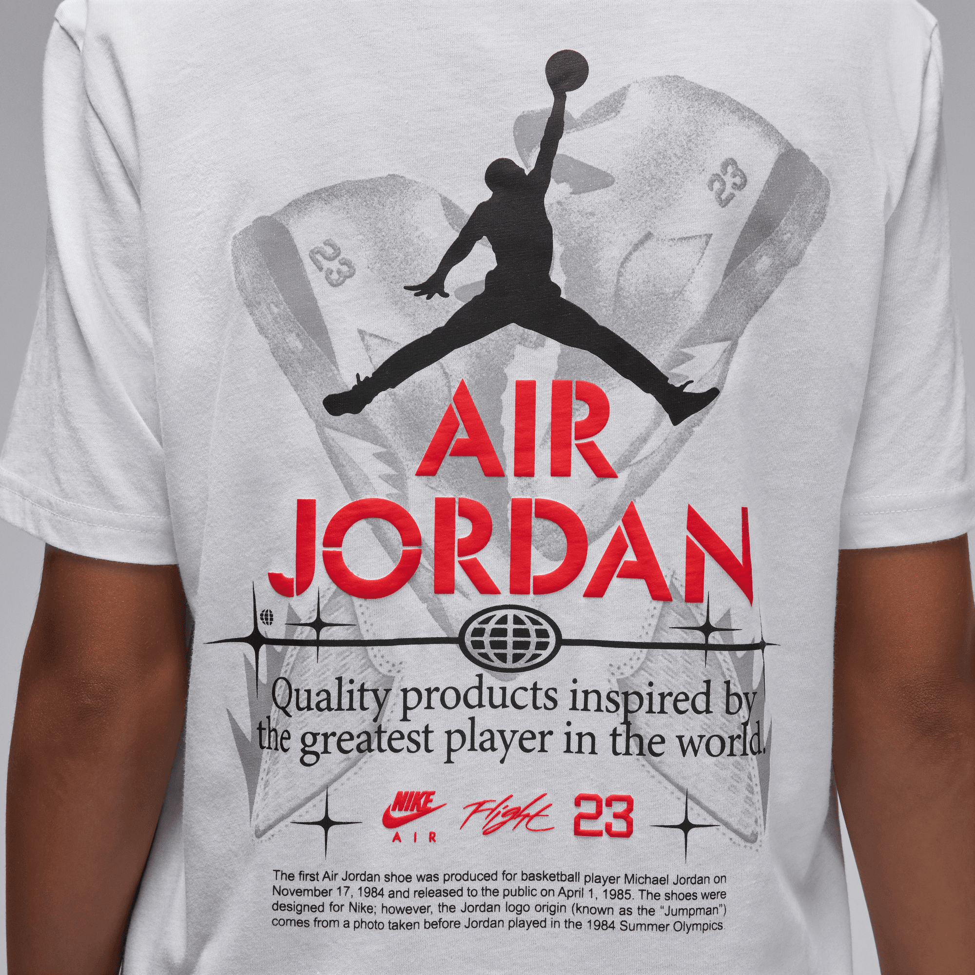 Buy Jordan Big Kids' AJ5 Fire REd Tour T-Shirt White Nike UAE