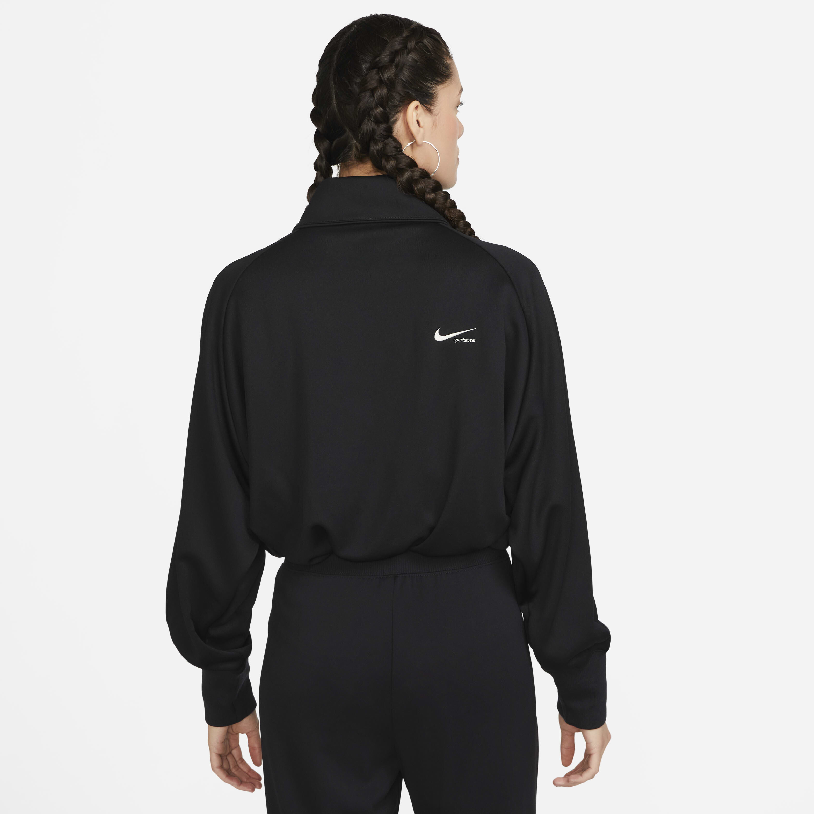 Nike cropped track jacket in black shop