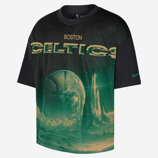 Basketball Tops & T-Shirts-Nike, Boston Celtics Courtside, Men's Nike NBA Boxy T-Shirt