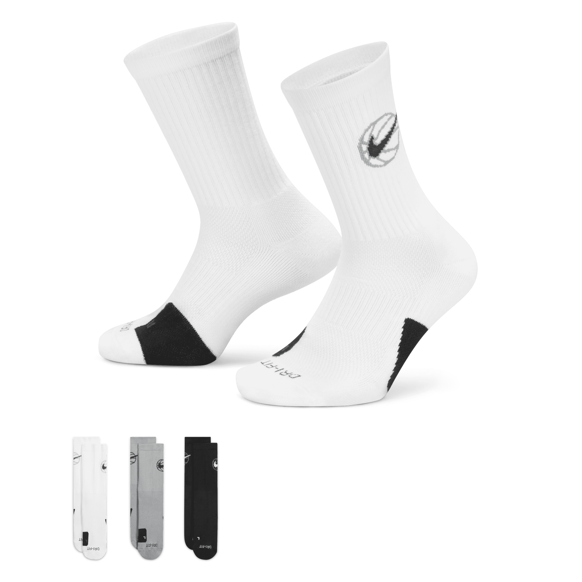 Shop Everyday Crew Basketball Socks (3 Pairs) | Nike UAE