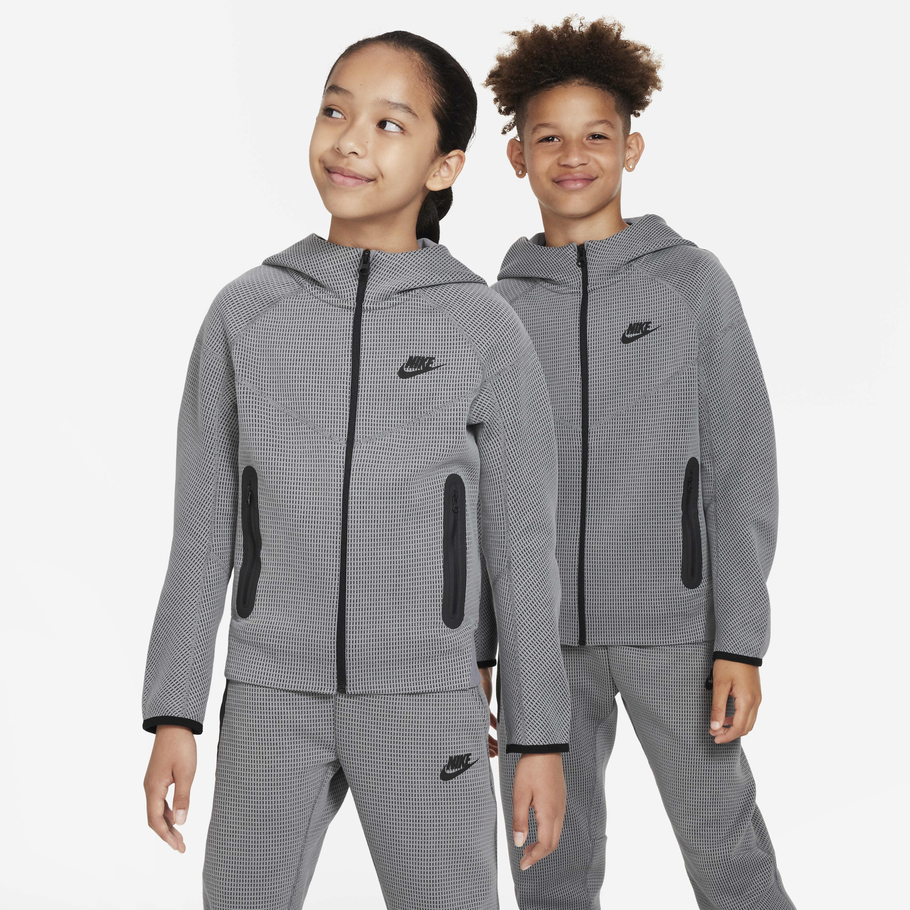 Buy Nike Sportswear Tech Fleece Older Kids Boys Winterized Full Zip Hoodie Smoke Grey Black Black Nike UAE Official