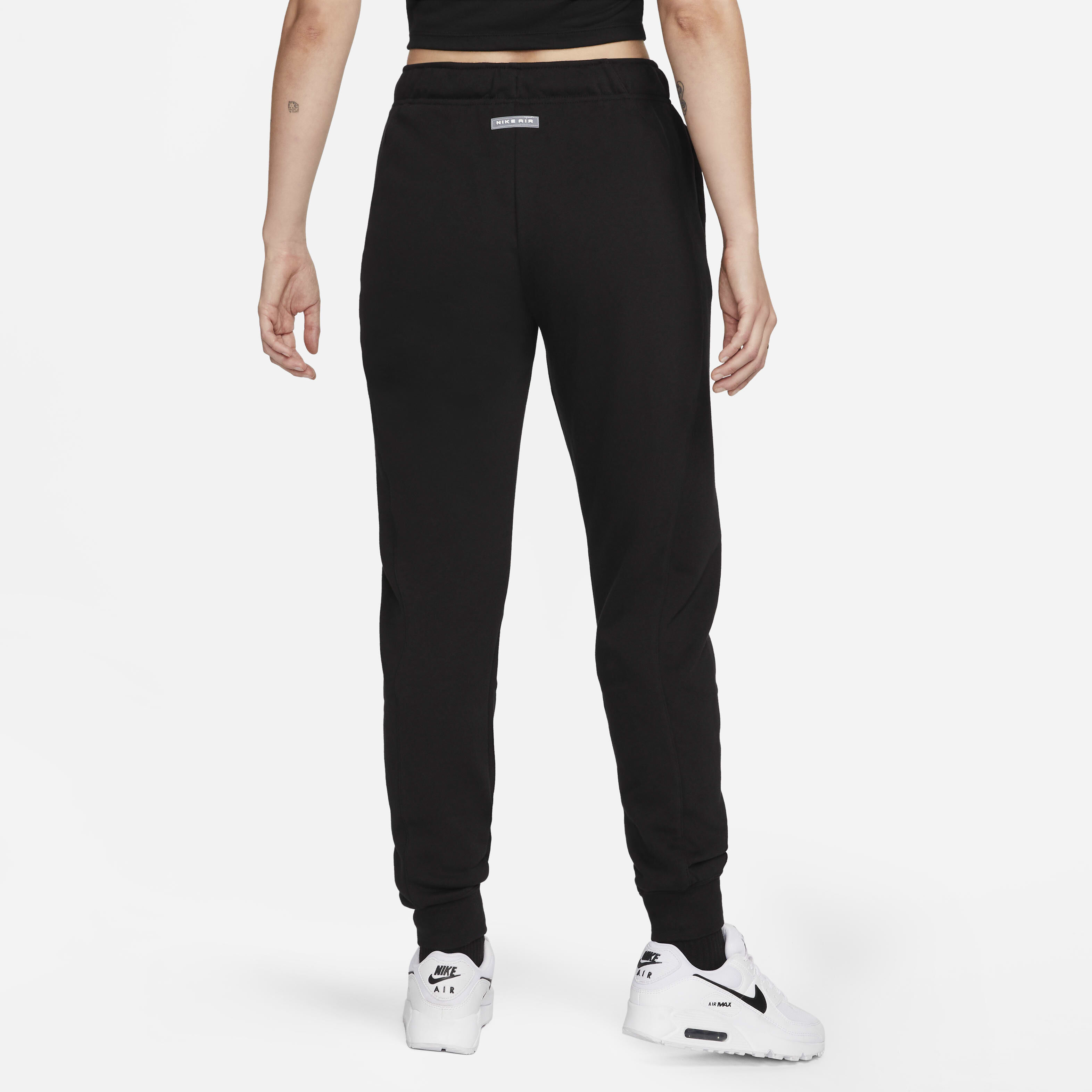 Buy Nike Air Women s Mid Rise Fleece Joggers Black Black White Nike UAE Official