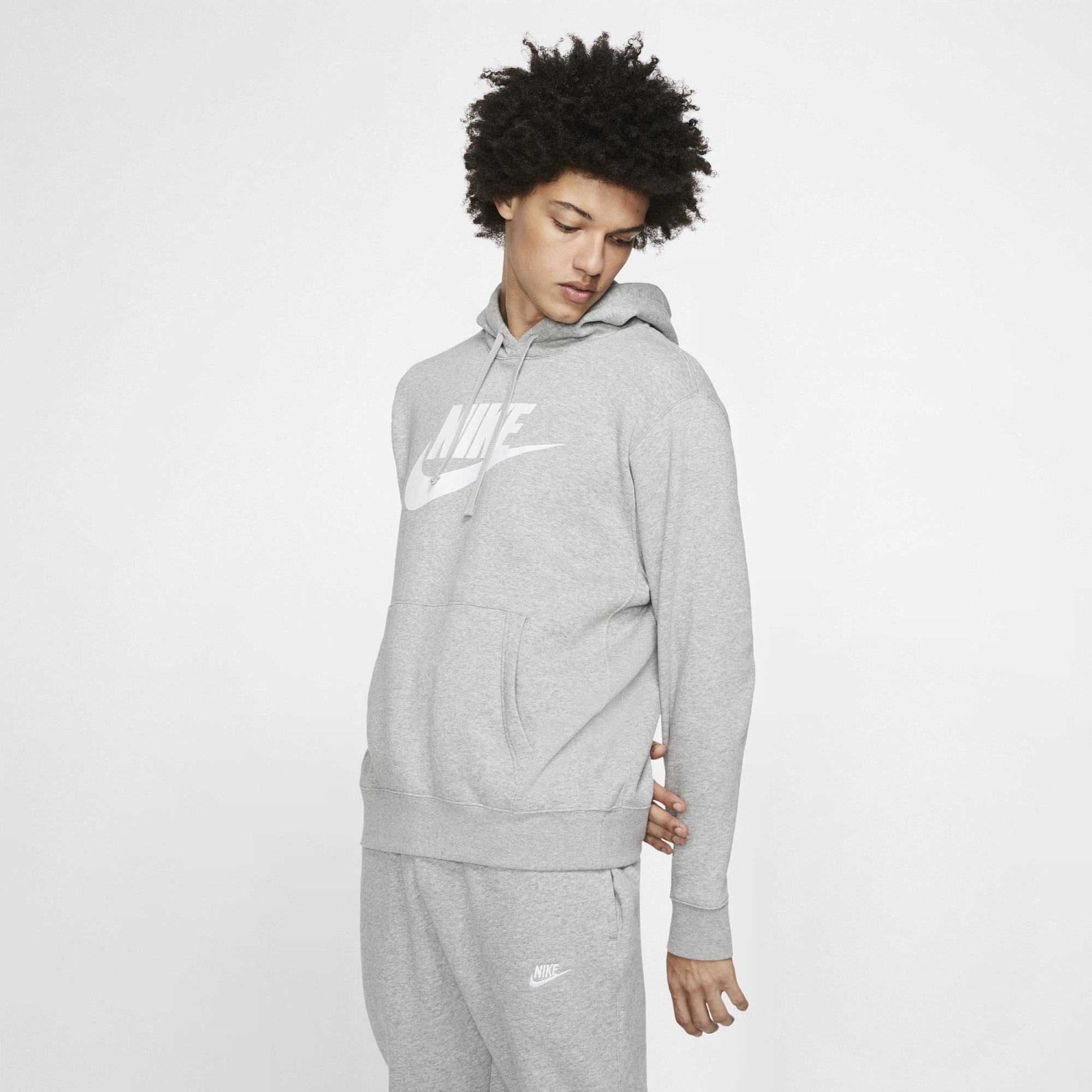 Nike club hoodie sale grey