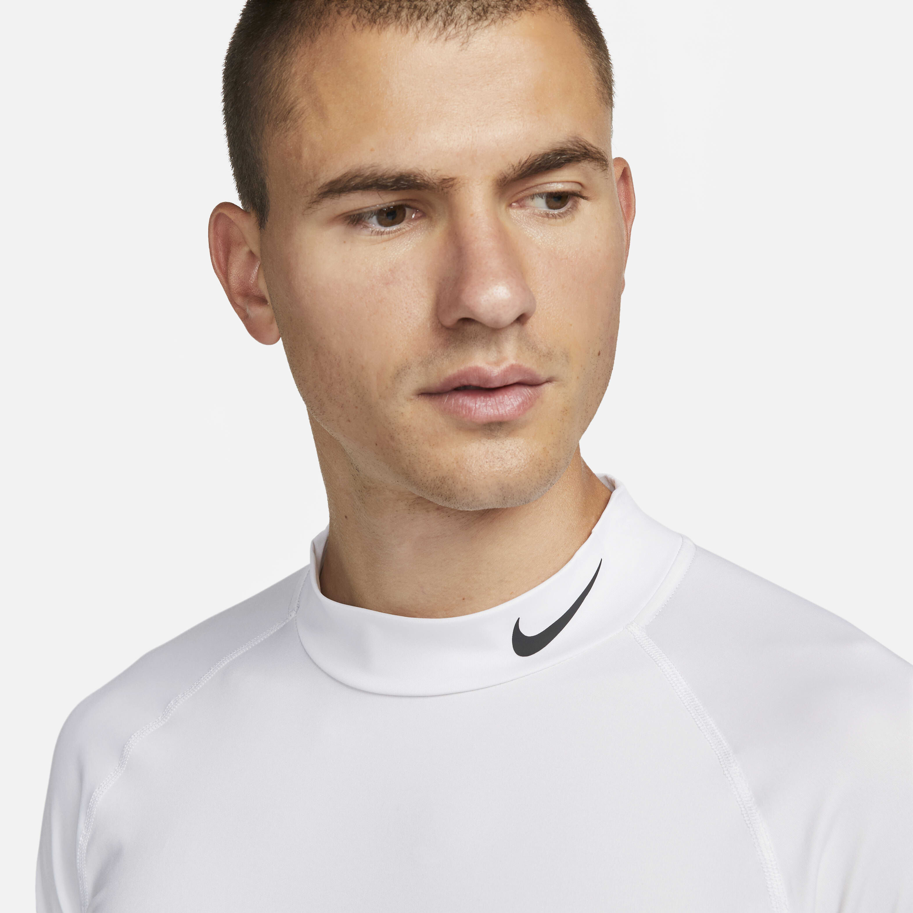 Buy Nike Pro Men s Dri FIT Fitness Mock Neck Long Sleeve Top White Black Nike UAE Official