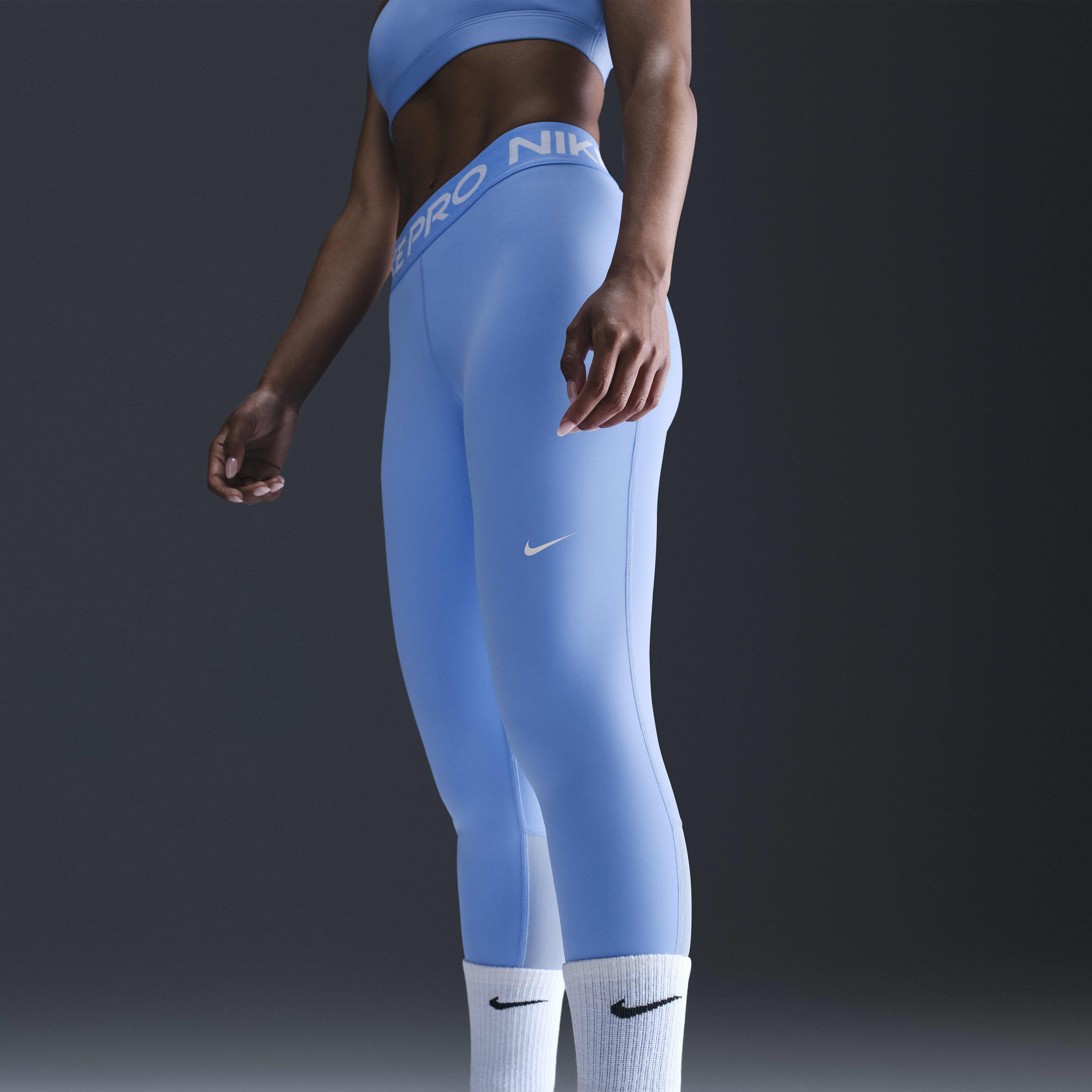 Buy Nike Pro Women s Mid Rise Mesh Panelled Leggings Nike UAE Official