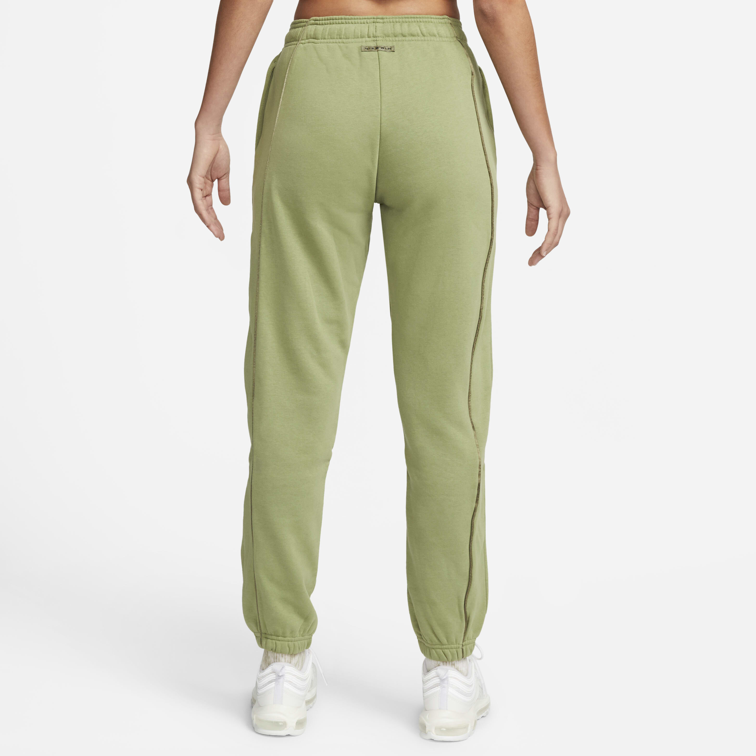 Buy Nike Air Women s Mid Rise Fleece Joggers Alligator Medium Olive Medium Olive Nike UAE Official