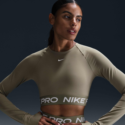 Long Sleeves Shirts-Nike, Nike Pro, Women's Dri-FIT Cropped Long-Sleeve Top Long Sleeves Shirts-Nike, Nike Pro, Women's Dri-FIT Cropped Long-Sleeve Top