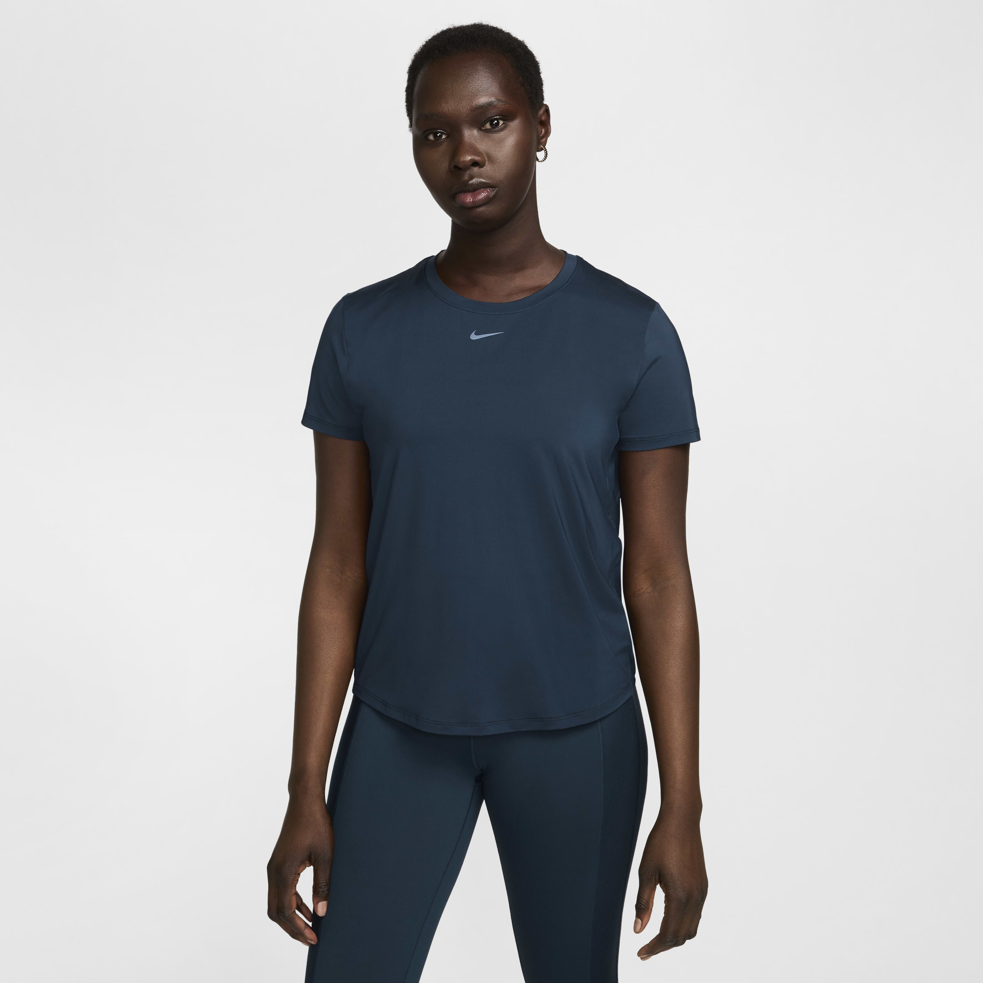 Buy Nike One Classic Women s Dri FIT Short Sleeve Top Armoury Navy Black Nike UAE Official