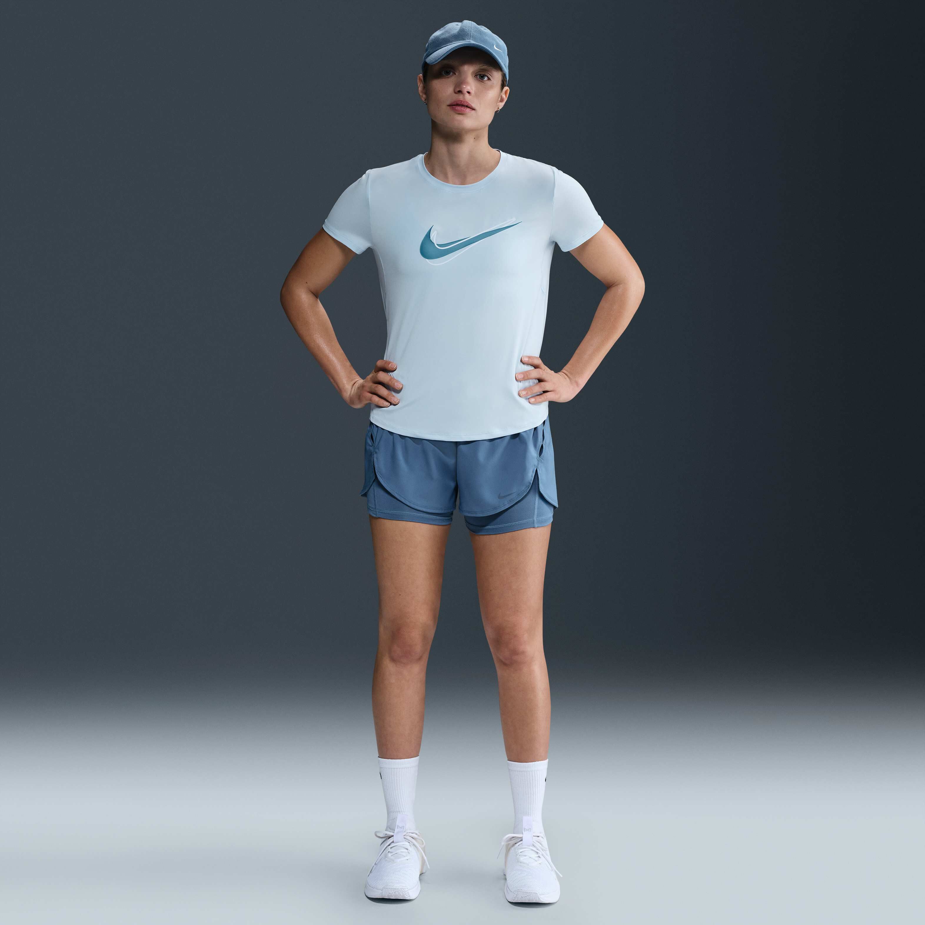 ★ Nike★ One Swoosh Dry Fit Short Sleeve Running Top W Blu Buy Nike One Swoosh Women's Dri-FIT Short-Sleeve Running Top