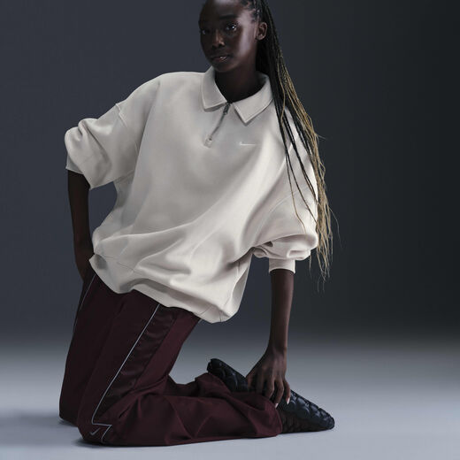 Women's Polo T-Shirts-Nike, Nike Sportswear Phoenix Fleece, Women's Oversized 1/4-Zip Polo