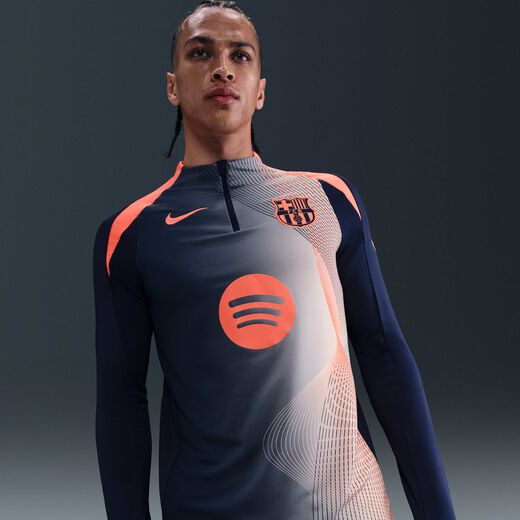 Football Teams-Nike, F.C. Barcelona Strike Third, Men's Nike Dri-FIT Total 90 Football Pre-Match Drill Top Football Teams-Nike, F.C. Barcelona Strike Third, Men's Nike Dri-FIT Total 90 Football Pre-Match Drill Top
