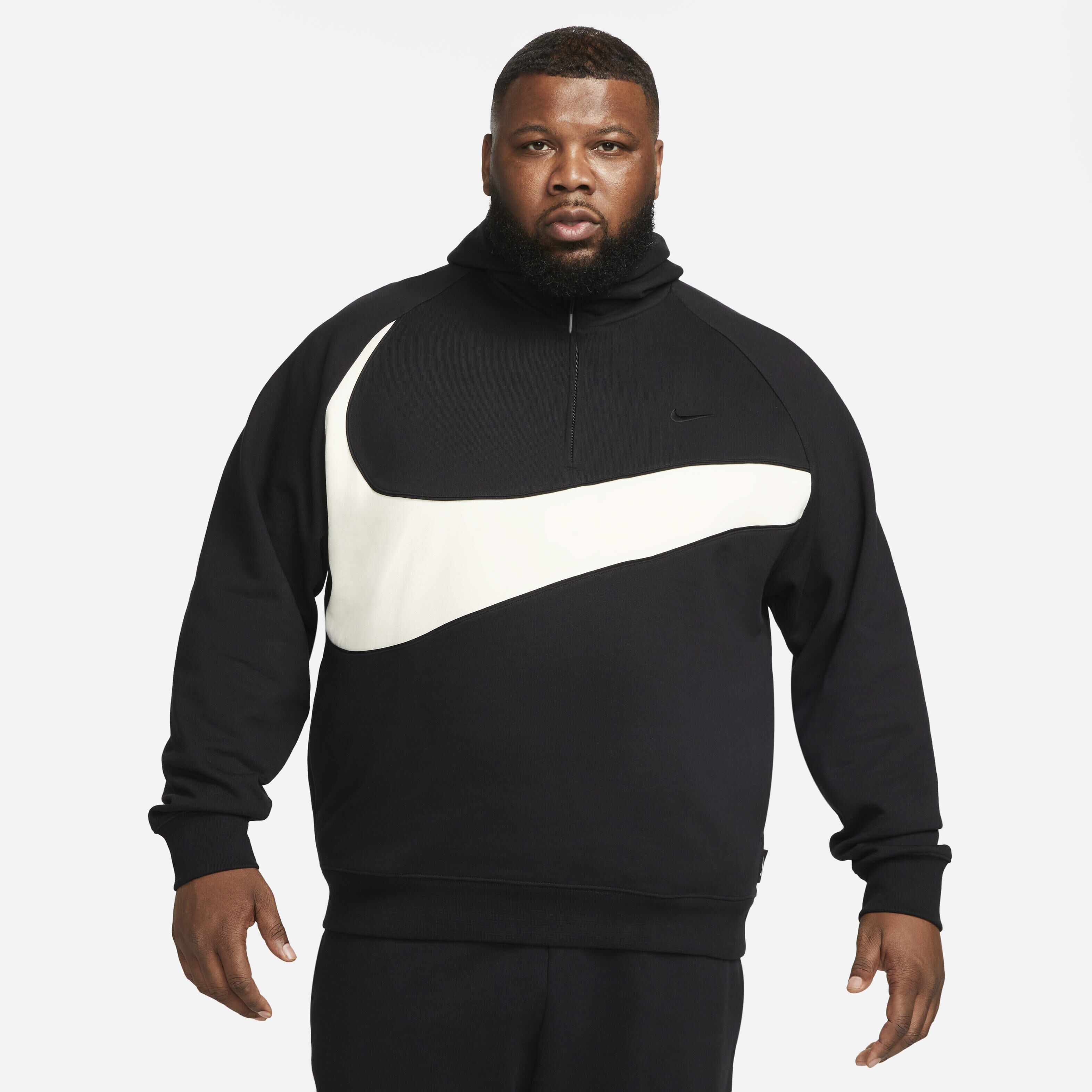 Black nike sweatshirt with white swoosh outlet