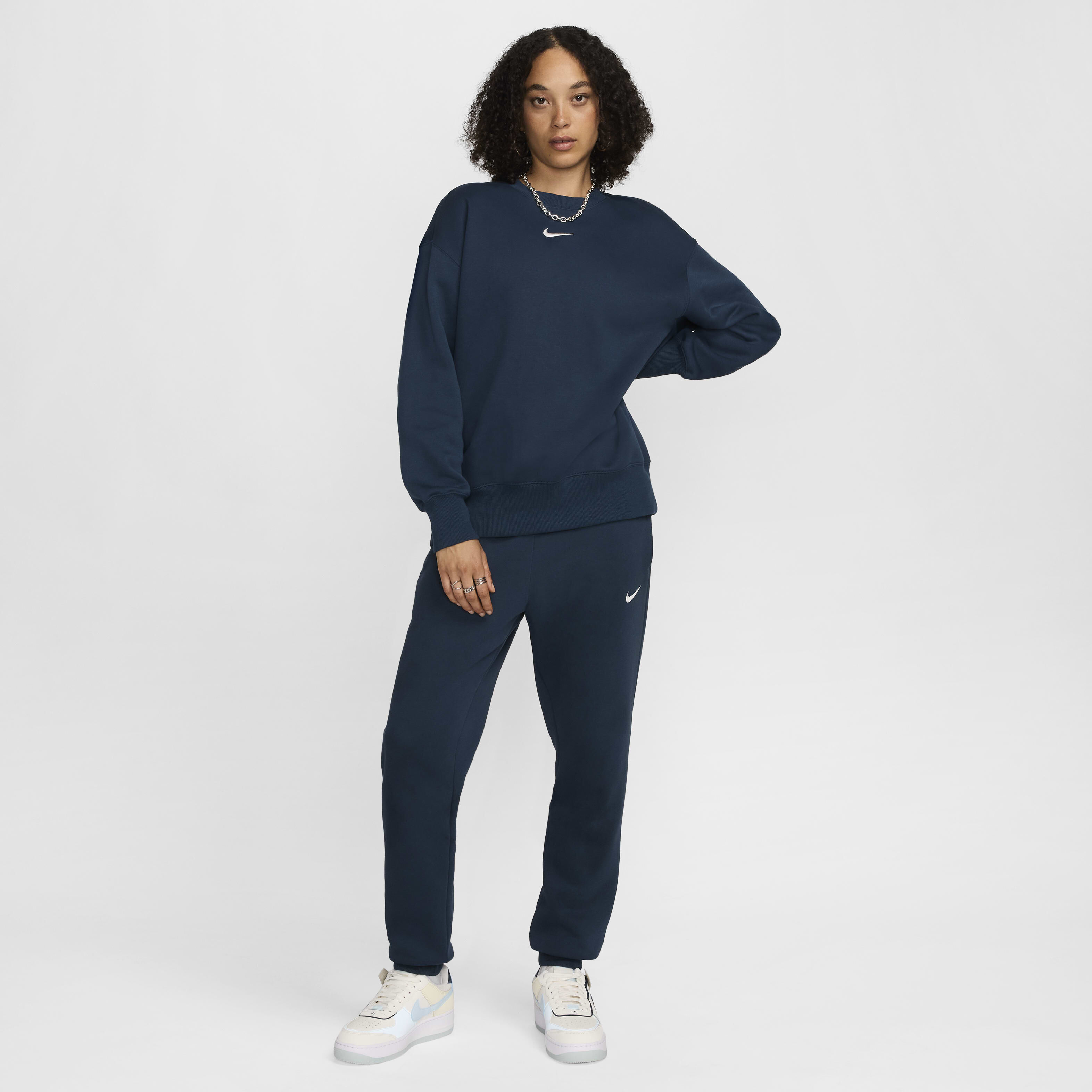 Buy Nike Sportswear Phoenix Fleece Women s Oversized Crew neck Sweatshirt Armoury Navy Sail Nike UAE Official
