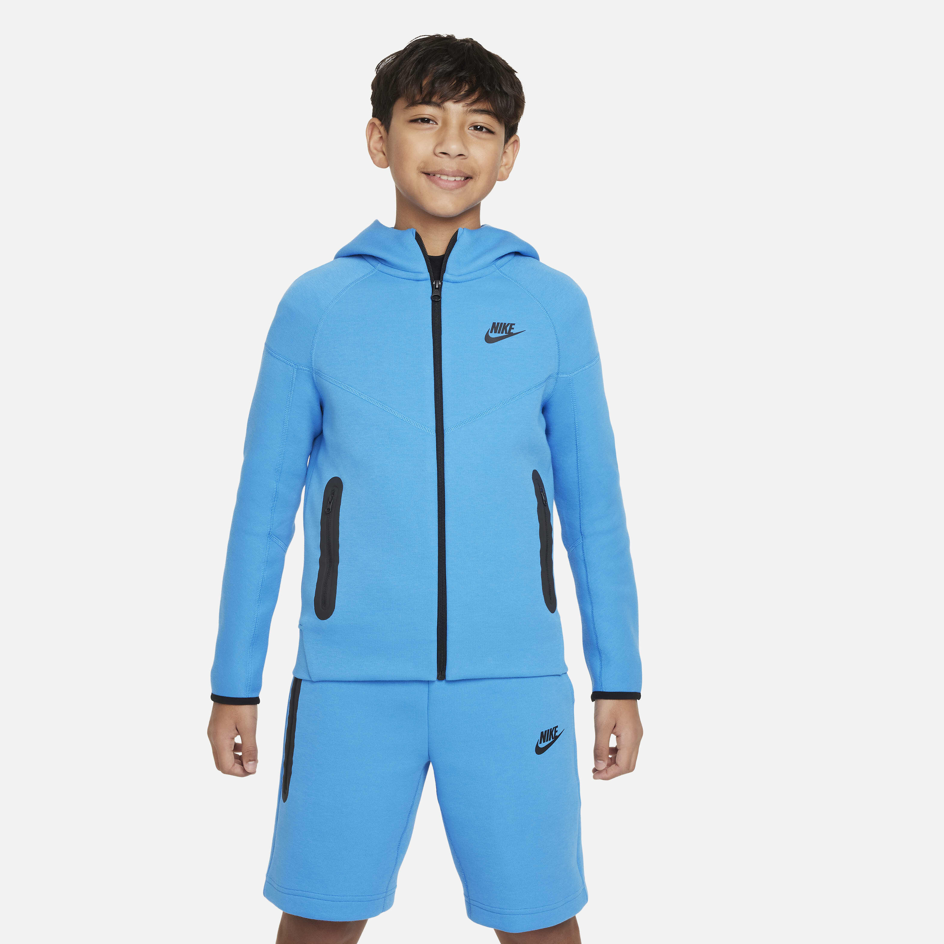 Buy Nike Sportswear Tech Fleece Older Kids Boys Full Zip Hoodie Light Photo Blue Black Black Nike UAE Official