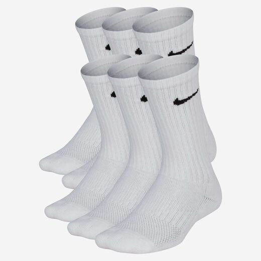 Kids' Accessories & Equipment-Nike, Nike Performance Cushioned Crew, Kids' Training Socks (6 Pair)
