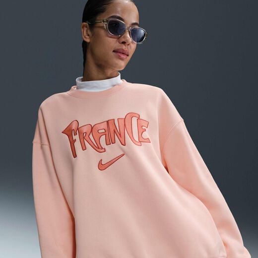 New In Women's Sweatshirts-Nike, France Phoenix Fleece, Women's Nike Football Oversized Crew-Neck Sweatshirt