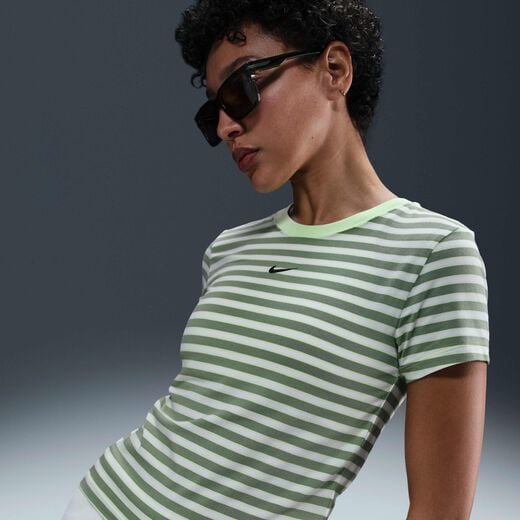 Tops & T-Shirts-Nike, Nike Sportswear Chill Knit, Women's Slim Striped T-Shirt Tops & T-Shirts-Nike, Nike Sportswear Chill Knit, Women's Slim Striped T-Shirt