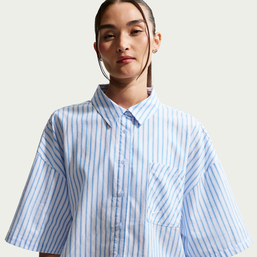 Style By-P-6000-Nike, Nike Sportswear Chill Poplin, Women's Oversized Striped Top