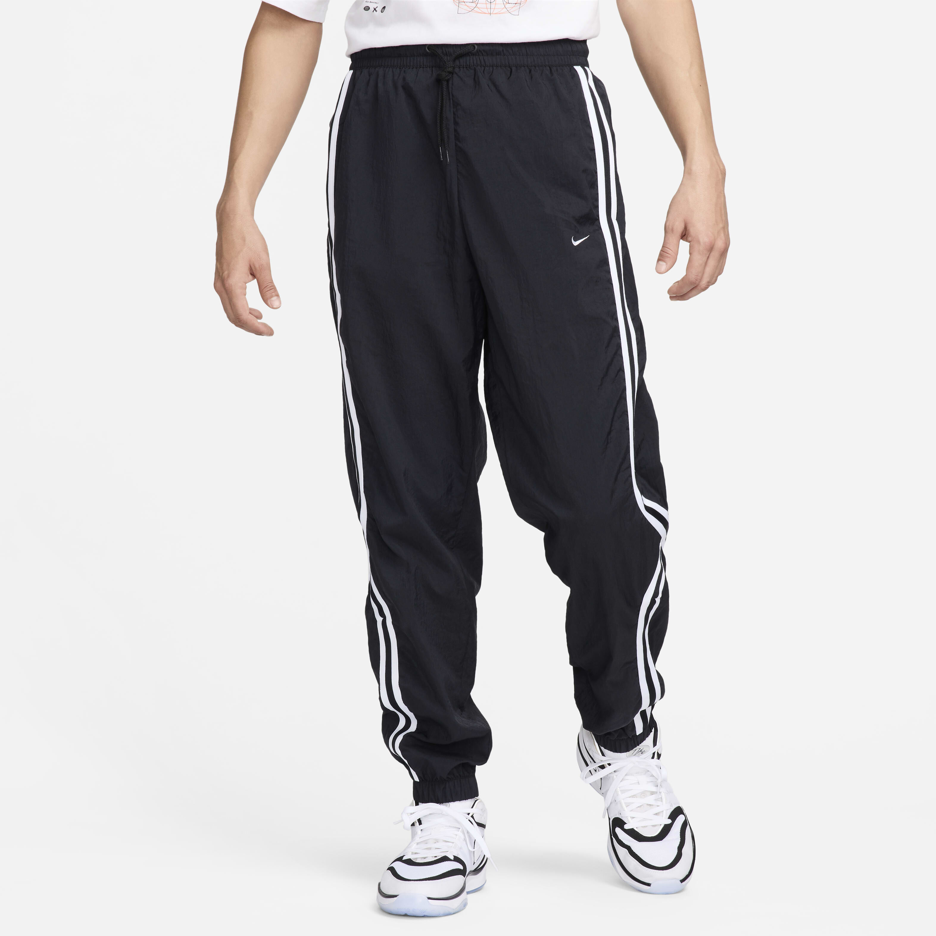 Nike black sweatpants with white stripe hotsell