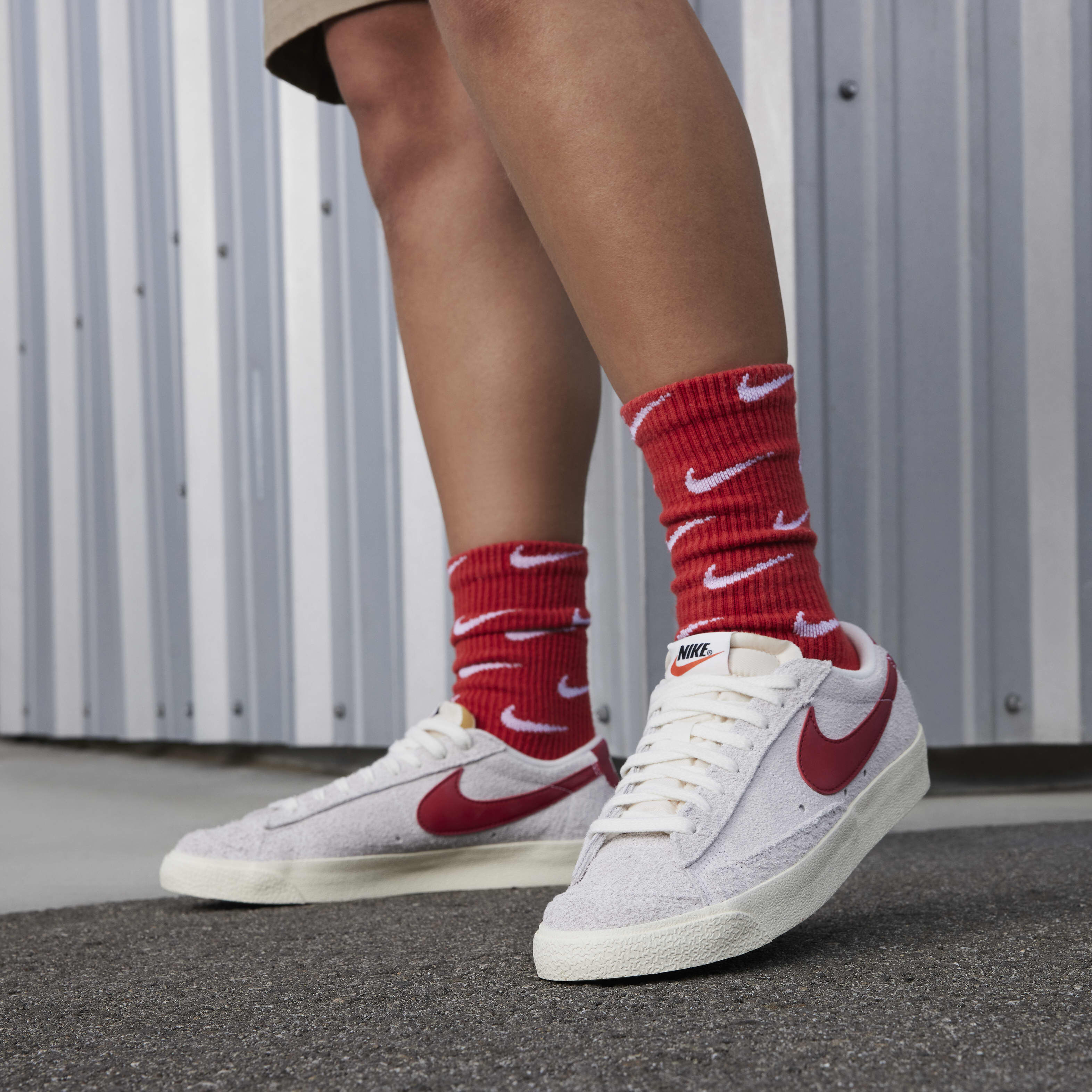 Buy Nike Blazer Low 77 Vintage Women s Shoes Summit White Sail Coconut Milk Gym Red Nike UAE Official