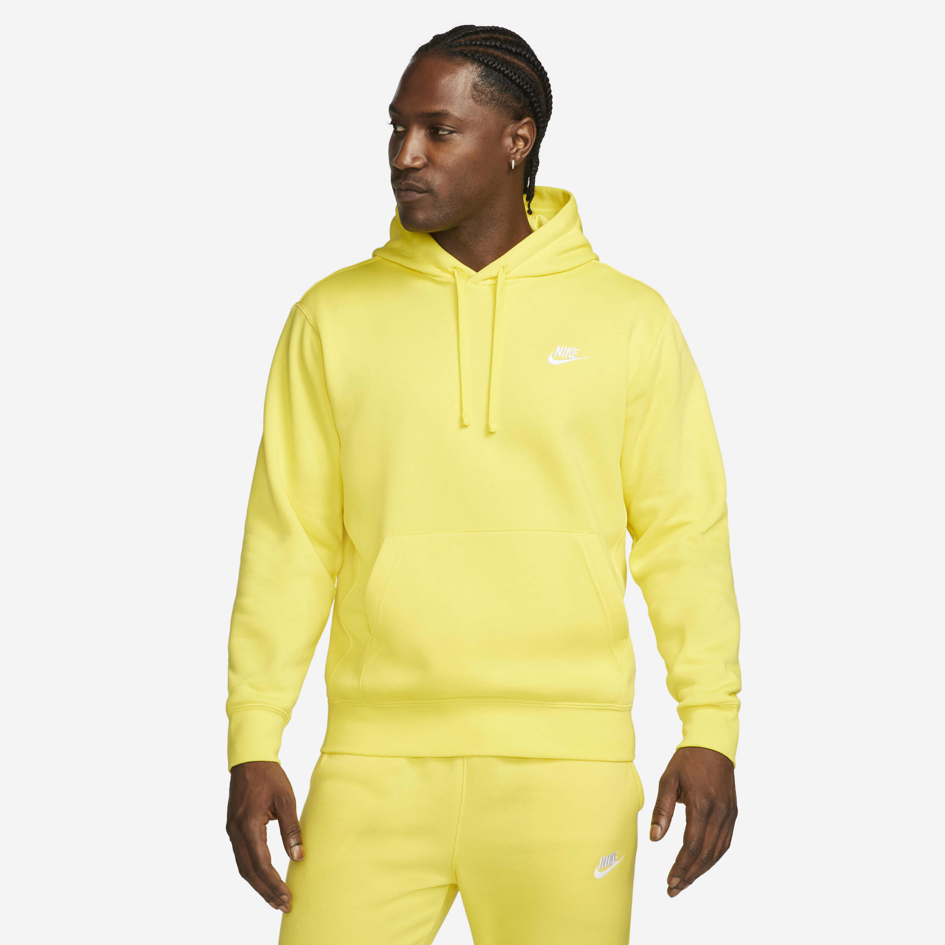 Buy Nike Sportswear Club Fleece Pullover Hoodie Yellow Strike Yellow Strike White Nike UAE Official