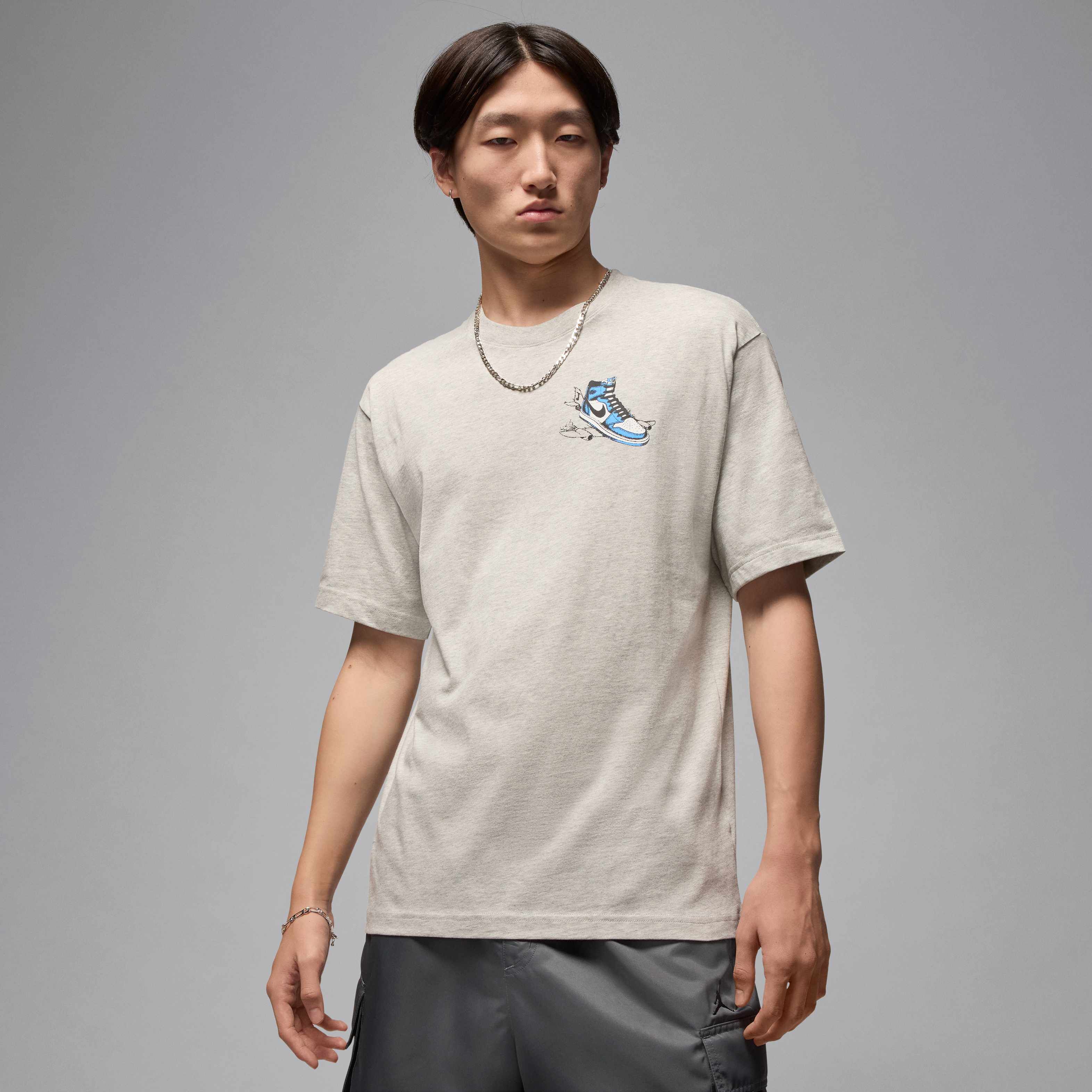 Buy Jordan AJ1 Men's T-Shirt - Grey Heather/White | Nike UAE