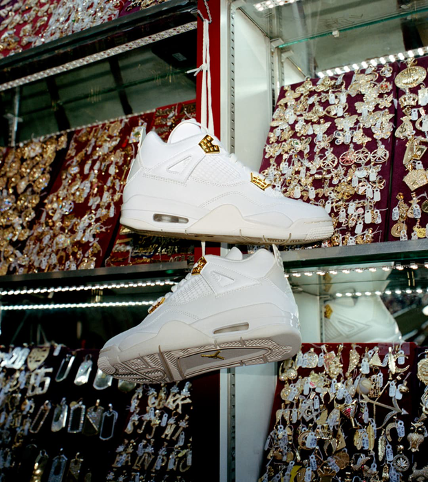 Jordan 4s white and gold sales