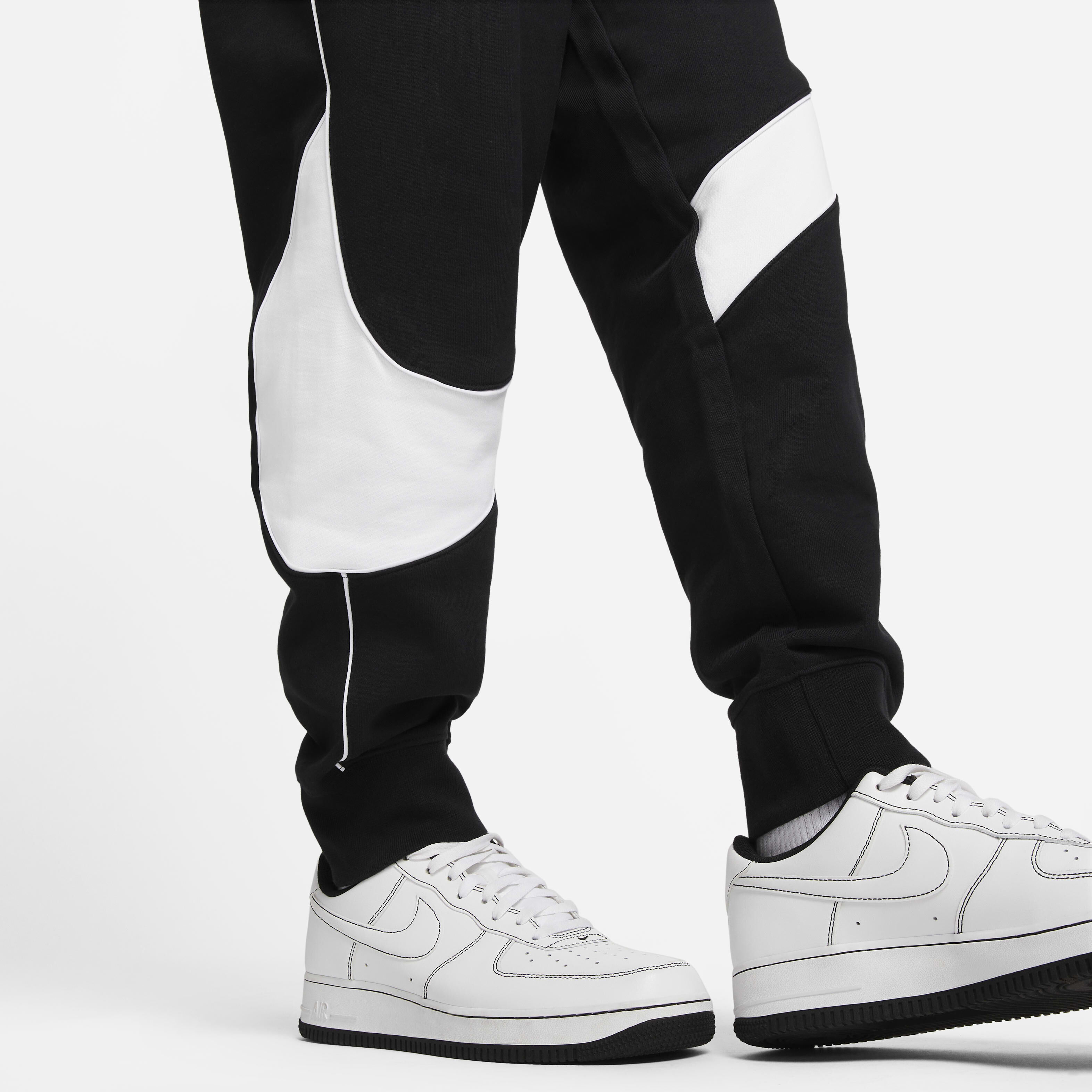 Buy Nike Swoosh Men's Fleece Trousers - Black/White/White