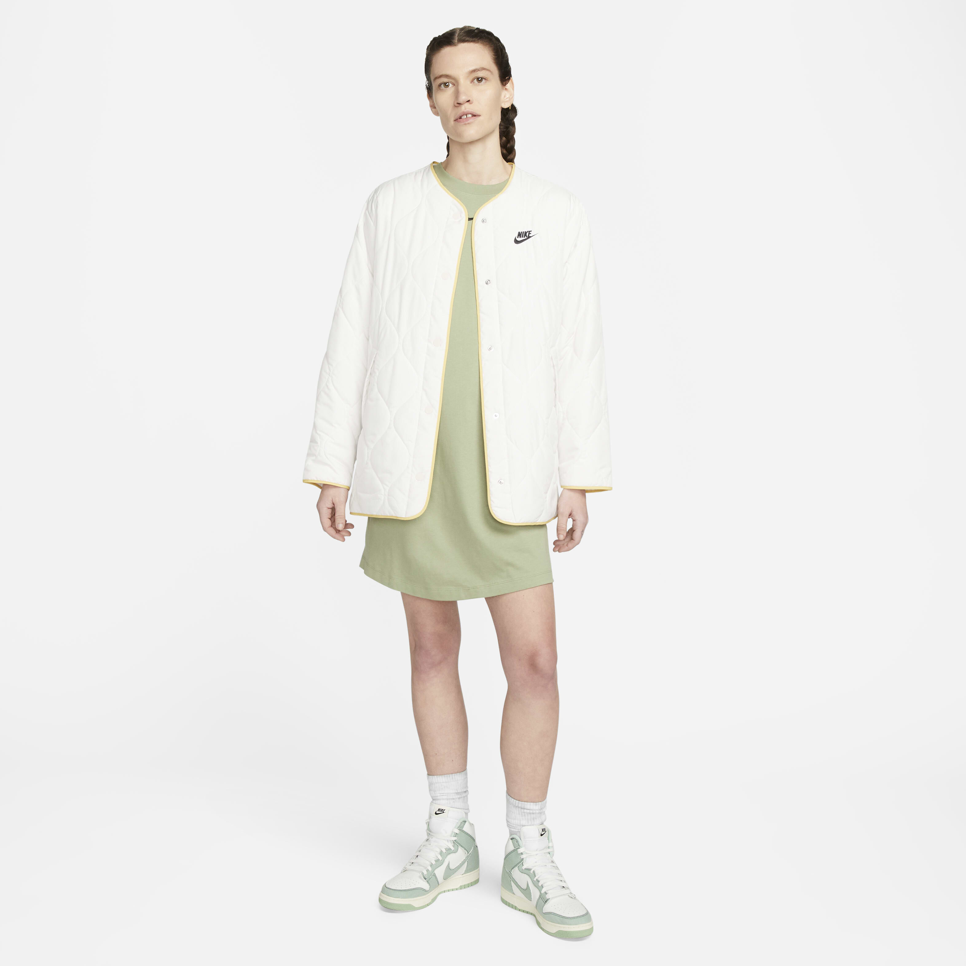 Buy Nike Sportswear Chill Knit Women s Oversized T Shirt Dress Oil Green Black Nike UAE Official
