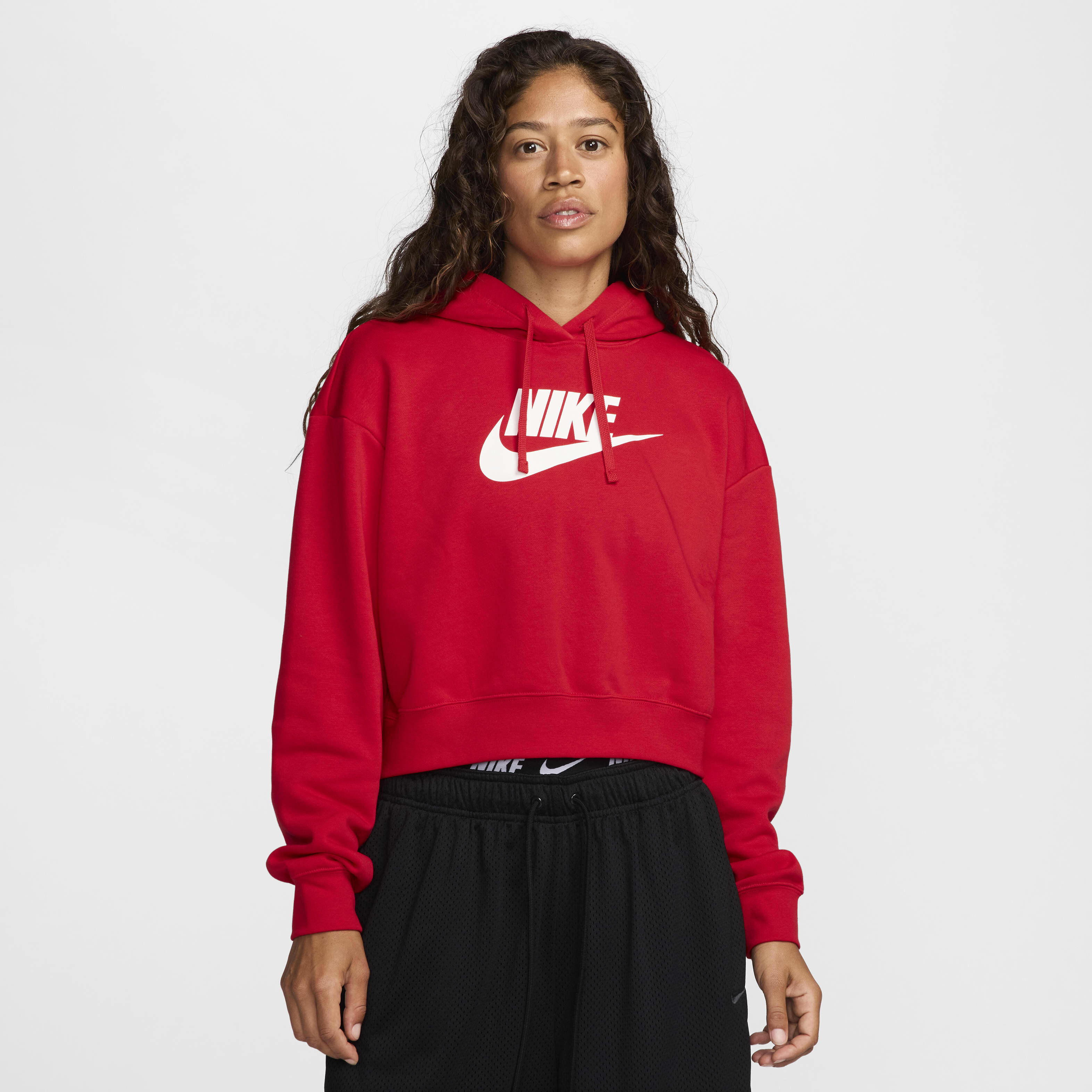 Buy Nike Sportswear Club Fleece Women s Oversized Crop Graphic Hoodie University Red White Nike UAE Official