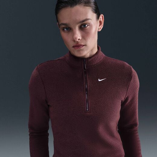 Women's T Shirts-Nike, Nike Sportswear Phoenix Plush, Women's Slim Long-Sleeve Cosy Fleece 1/2-Zip Top