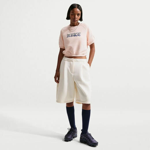 هودي وسويت شيرت للنساء-نايكي, نايكي سبورتسوير, سويتشيرت لووس بأكمام قصيرة فرنش تيري برقبة مستديرة للنساء