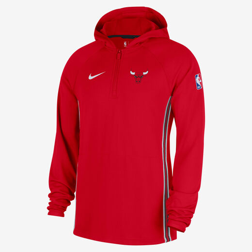 Red-Nike, Chicago Bulls Zoned, Men's Nike Dri-FIT NBA 1/4-Zip Hoodie