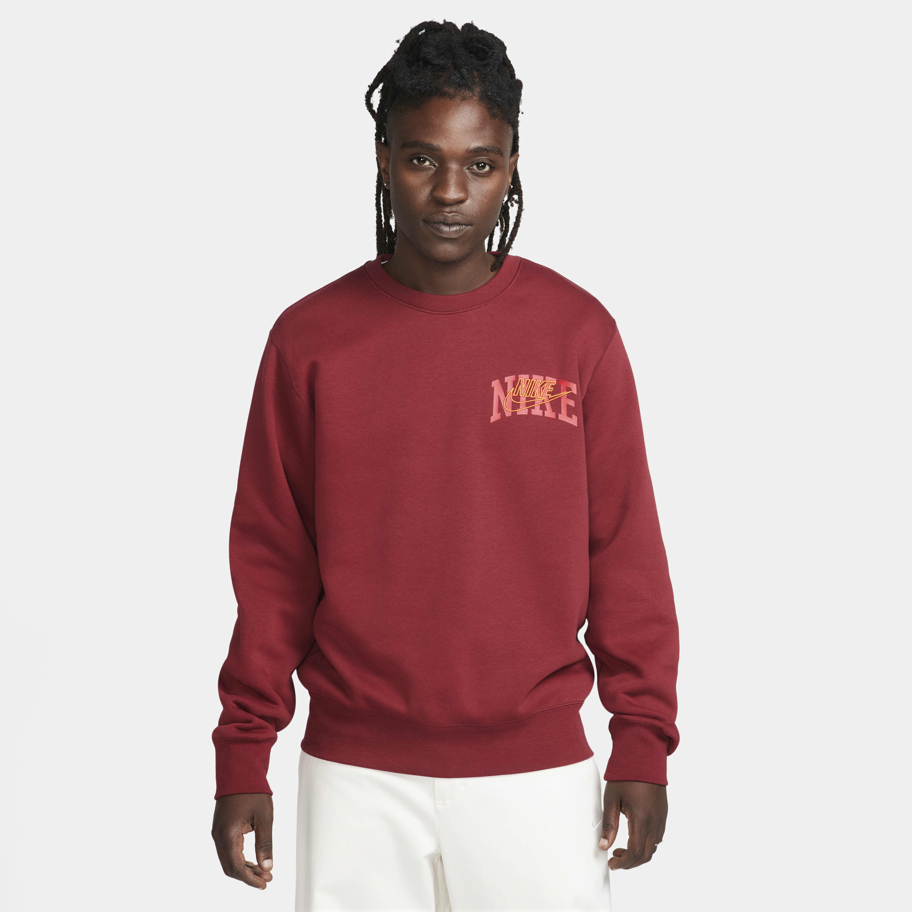 Nike air crewneck fleece in red outlet
