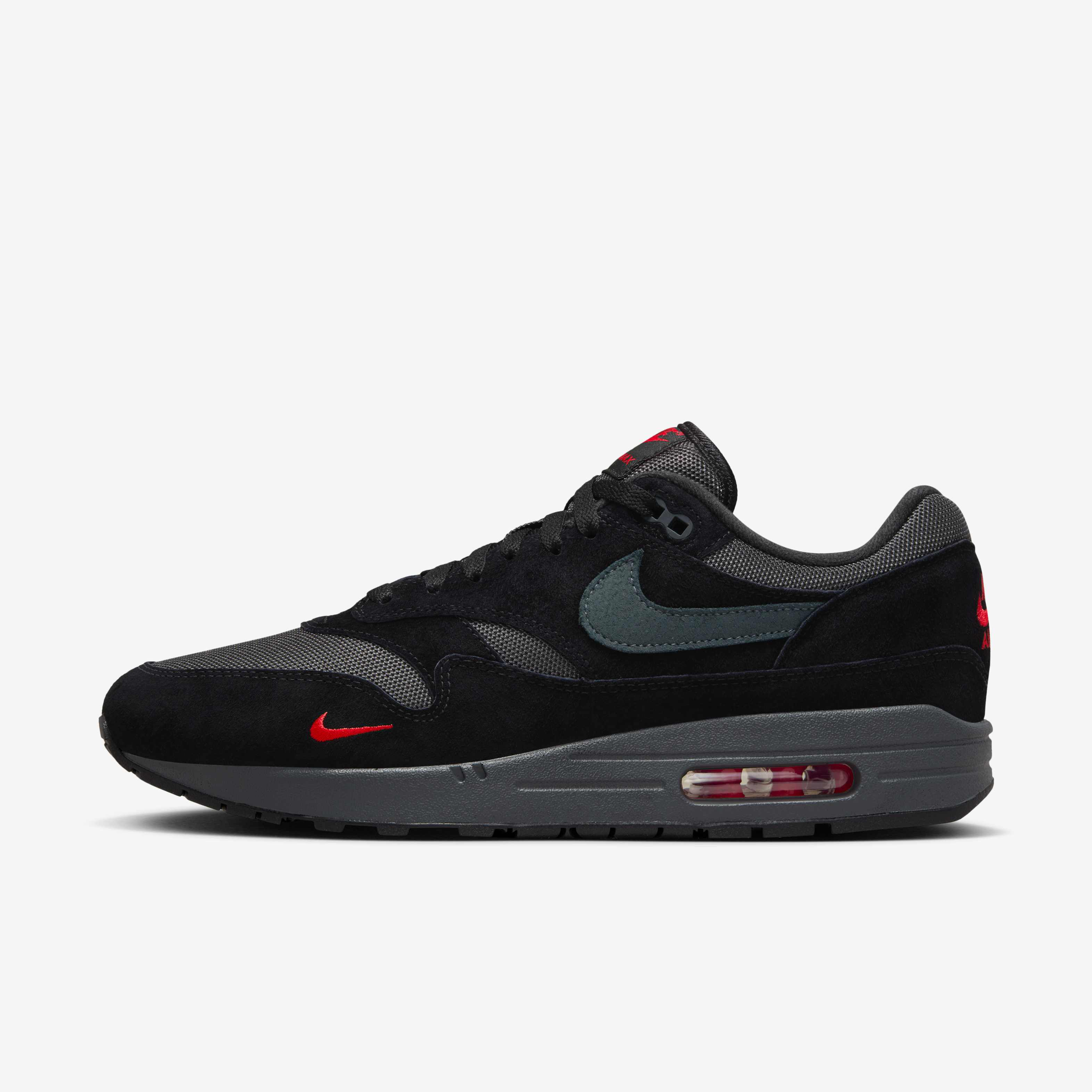 nike air max 1 premium black oil grey university red sail