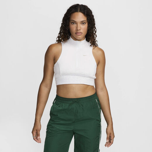 T-Shirts & Tops-Nike, Nike Sportswear Chill Terry, Women's Slim Cropped 1/2-Zip French Terry Tank Top